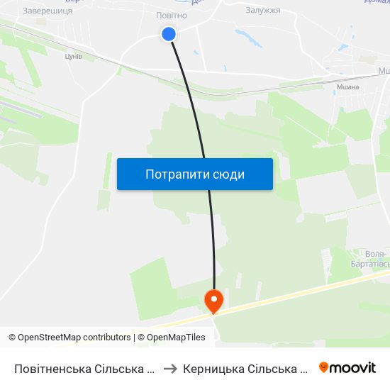 Повітненська Сільська Рада to Керницька Сільська Рада map