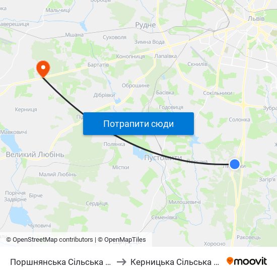 Поршнянська Сільська Рада to Керницька Сільська Рада map