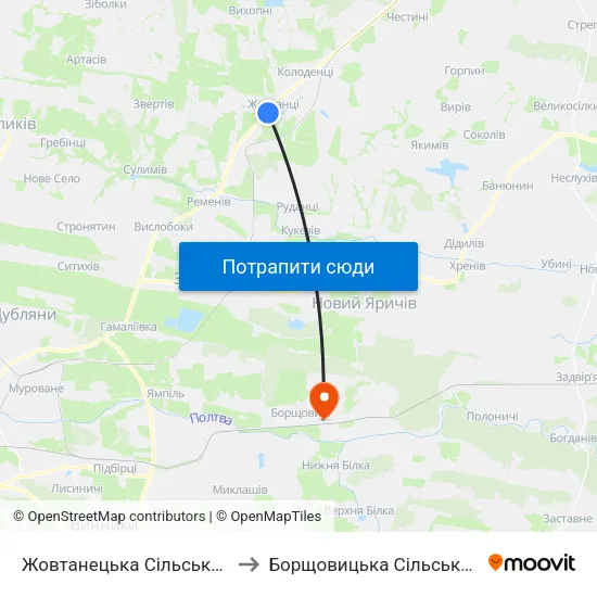 Жовтанецька Сільська Рада to Борщовицька Сільська Рада map