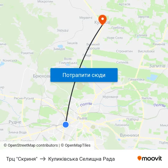 Трц "Скриня" to Куликівська Селищна Рада map