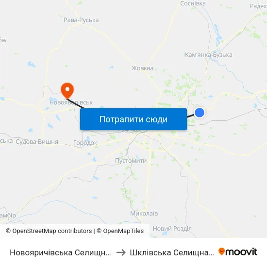 Новояричівська Селищна Рада to Шклівська Селищна Рада map