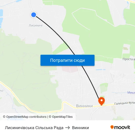 Лисиничівська Сільська Рада to Винники map