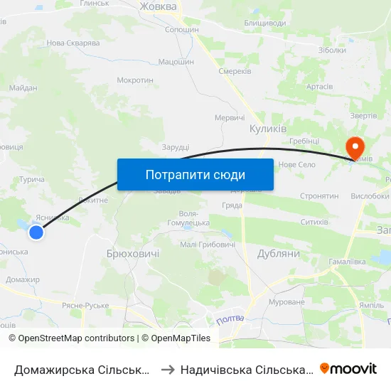 Домажирська Сільська Рада to Надичівська Сільська Рада map