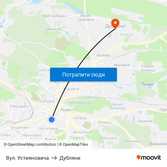 Вул. Устияновича to Дубляни map