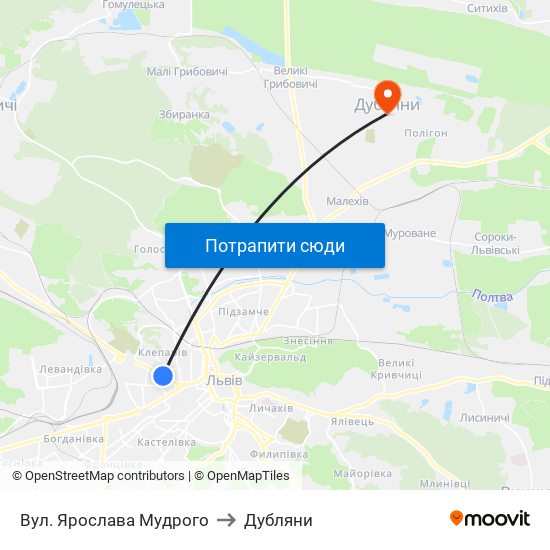 Вул. Ярослава Мудрого to Дубляни map