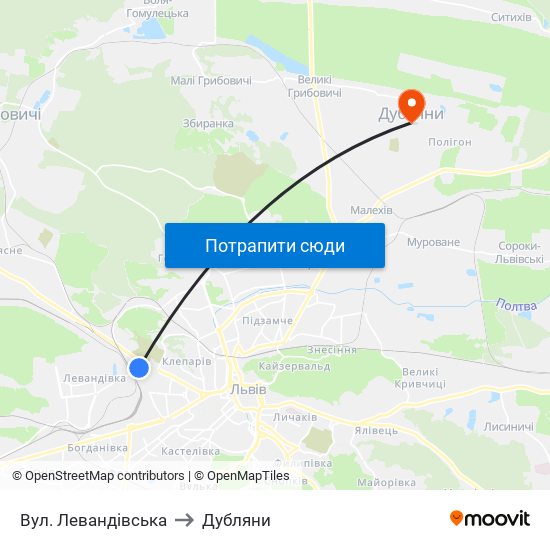 Вул. Левандівська to Дубляни map