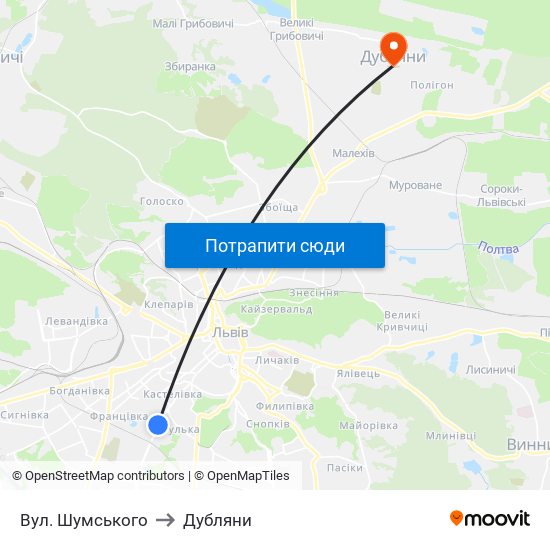 Вул. Шумського to Дубляни map