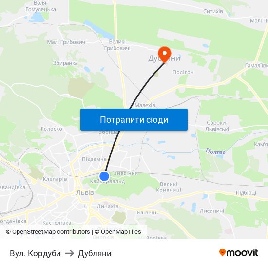 Вул. Кордуби to Дубляни map