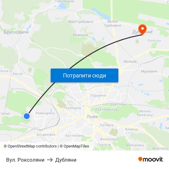 Вул. Роксоляни to Дубляни map