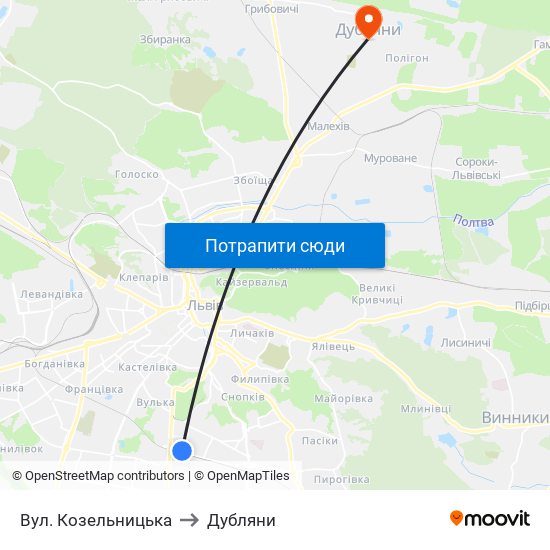 Вул. Козельницька to Дубляни map