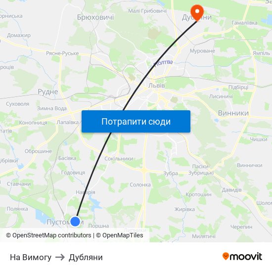 На Вимогу to Дубляни map