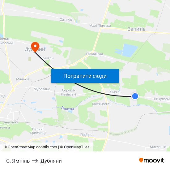 С. Ямпіль to Дубляни map
