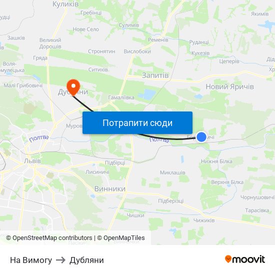 На Вимогу to Дубляни map