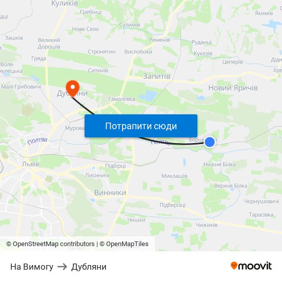 На Вимогу to Дубляни map