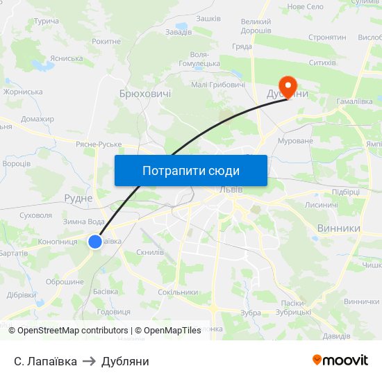 С. Лапаївка to Дубляни map