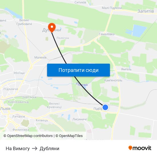 На Вимогу to Дубляни map