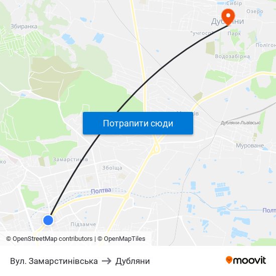 Вул. Замарстинівська to Дубляни map