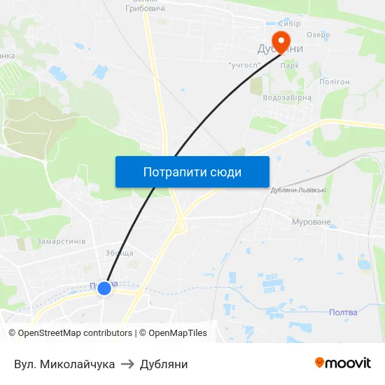 Вул. Миколайчука to Дубляни map