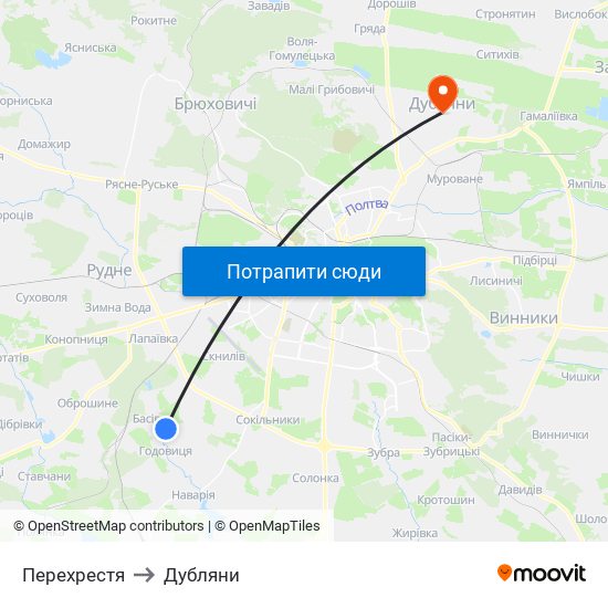 Перехрестя to Дубляни map