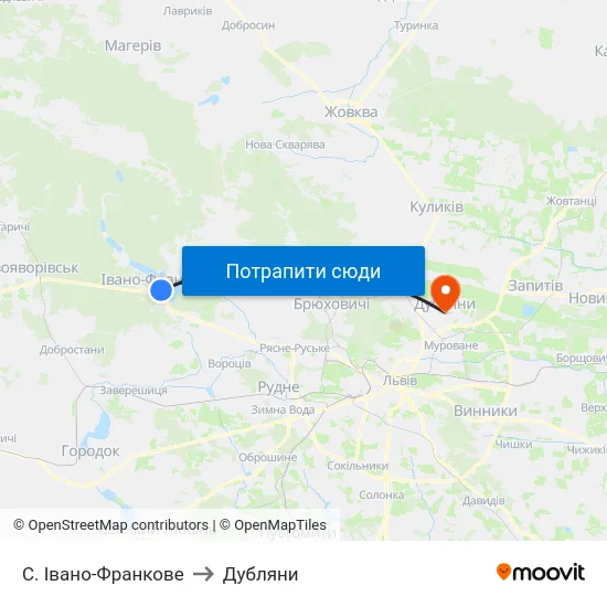 С. Івано-Франкове to Дубляни map
