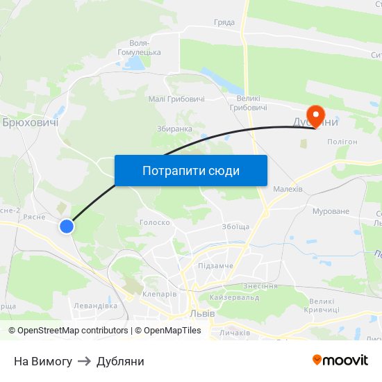 На Вимогу to Дубляни map