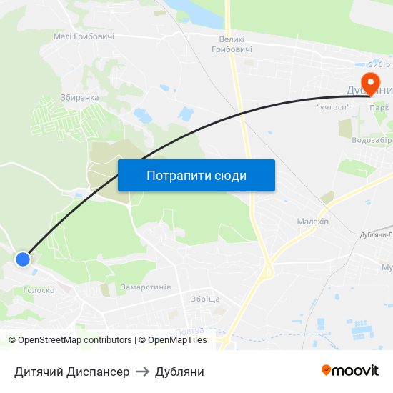 Дитячий Диспансер to Дубляни map