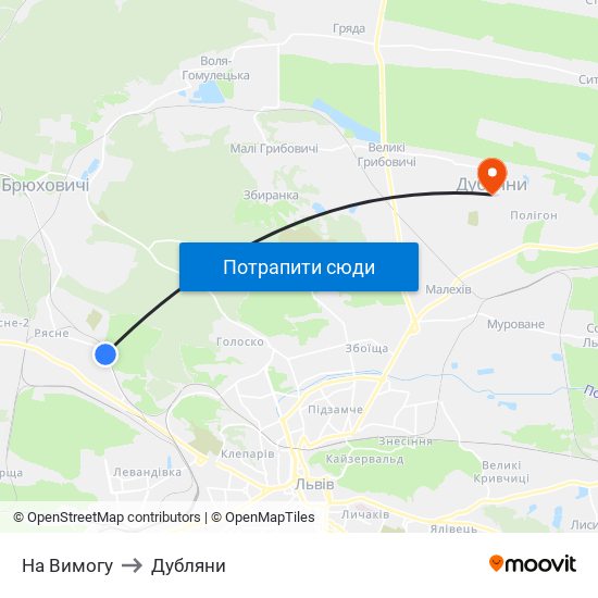 На Вимогу to Дубляни map