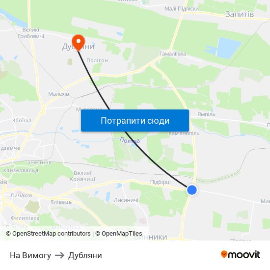 На Вимогу to Дубляни map