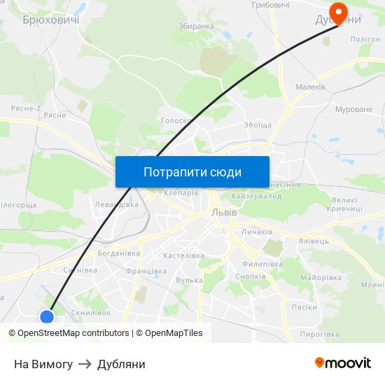 На Вимогу to Дубляни map