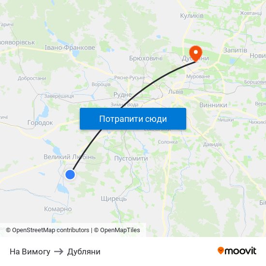 На Вимогу to Дубляни map