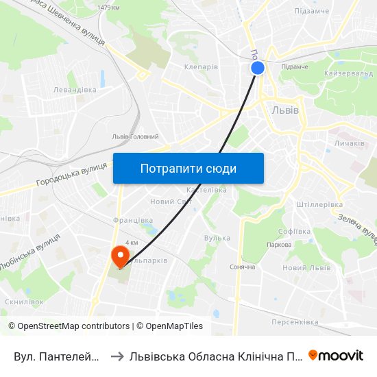 Вул. Пантелеймона Куліша to Львівська Обласна Клінічна Психіатрична Лікарня map
