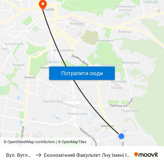 Вул. Вуглецька to Економічний Факультет Лну Імені Івана Франка map