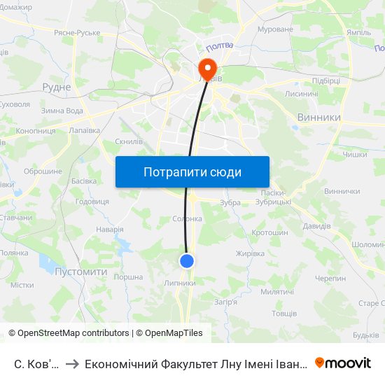 С. Ков'Ярі to Економічний Факультет Лну Імені Івана Франка map