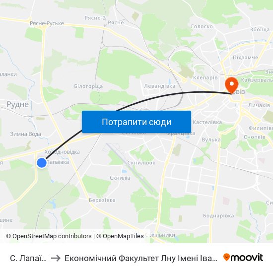 С. Лапаївка to Економічний Факультет Лну Імені Івана Франка map