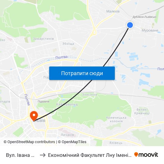 Вул. Івана Франка to Економічний Факультет Лну Імені Івана Франка map