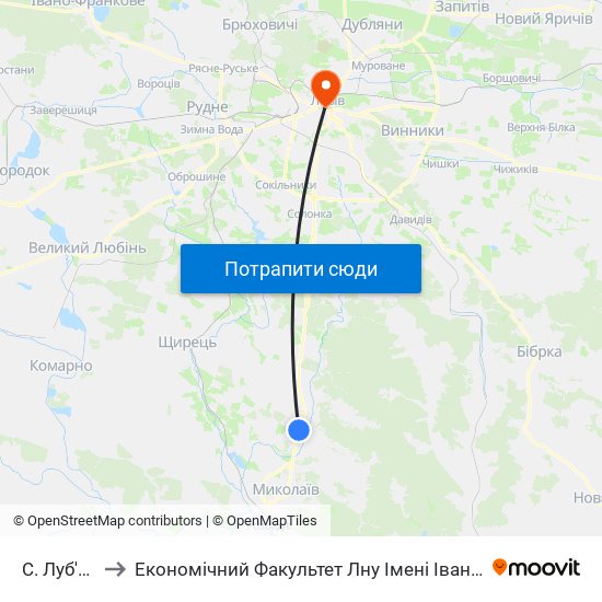 С. Луб'Яне to Економічний Факультет Лну Імені Івана Франка map