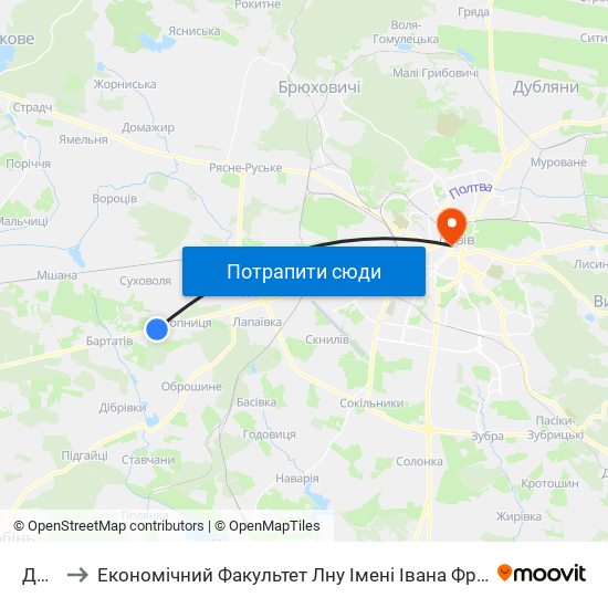 Дачі to Економічний Факультет Лну Імені Івана Франка map