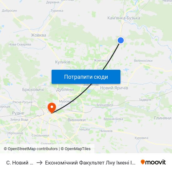 С. Новий Став to Економічний Факультет Лну Імені Івана Франка map