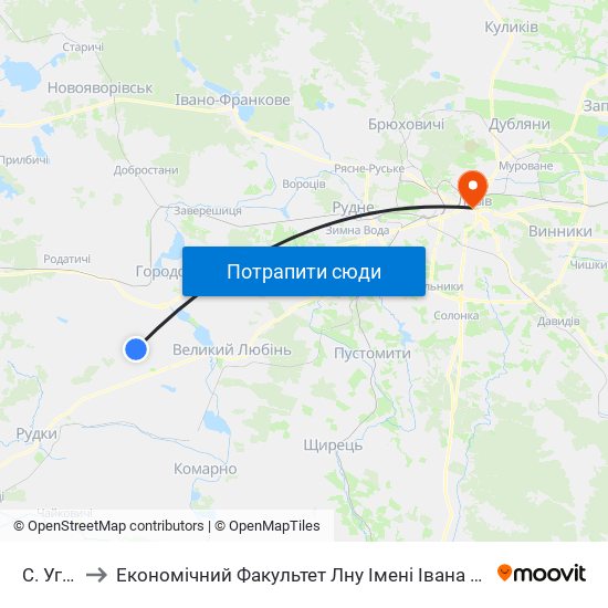 С. Угри to Економічний Факультет Лну Імені Івана Франка map