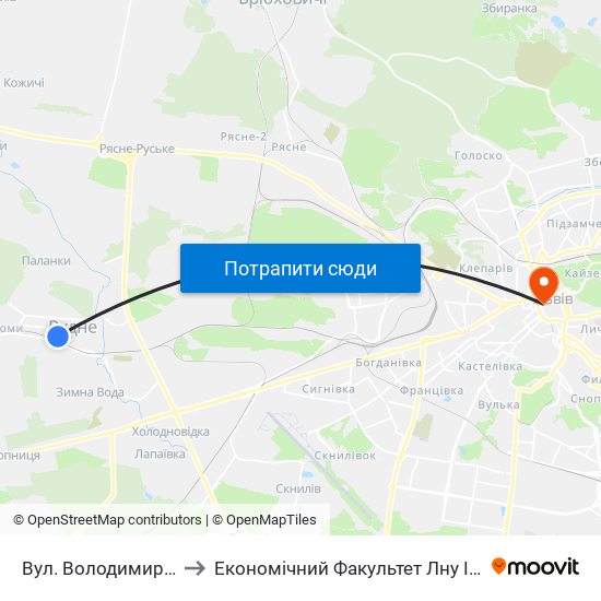 Вул. Володимира Великого to Економічний Факультет Лну Імені Івана Франка map