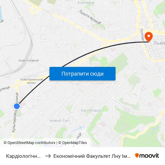 Кардіологічний Центр to Економічний Факультет Лну Імені Івана Франка map