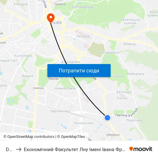 Dbk to Економічний Факультет Лну Імені Івана Франка map