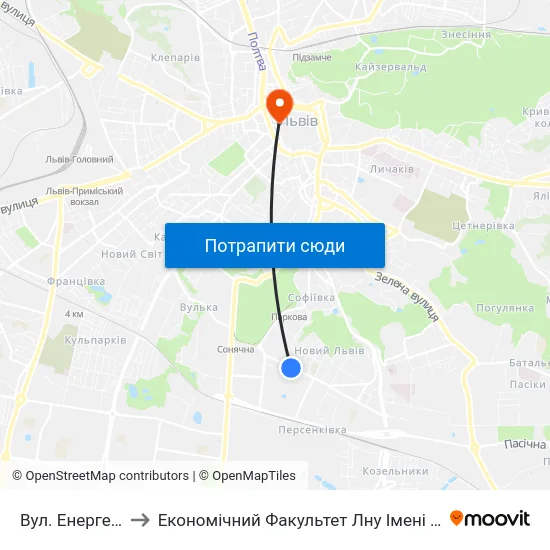 Вул. Енергетична to Економічний Факультет Лну Імені Івана Франка map