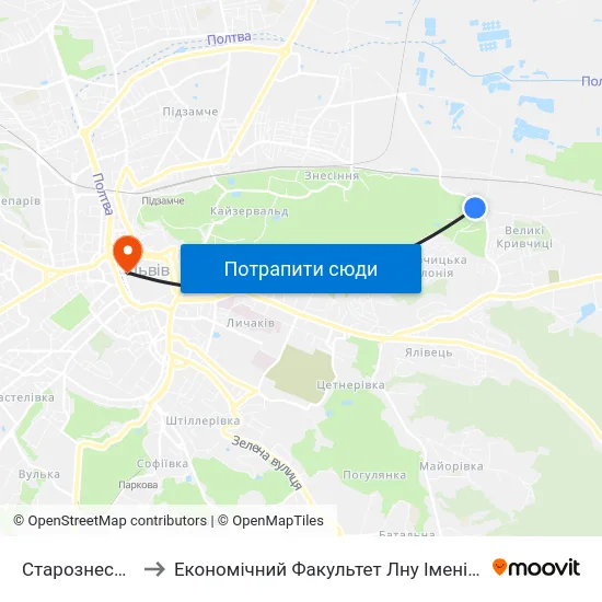 Старознесенська to Економічний Факультет Лну Імені Івана Франка map