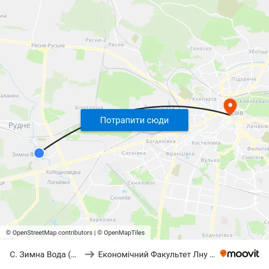 С. Зимна Вода (Вул. Західна) to Економічний Факультет Лну Імені Івана Франка map