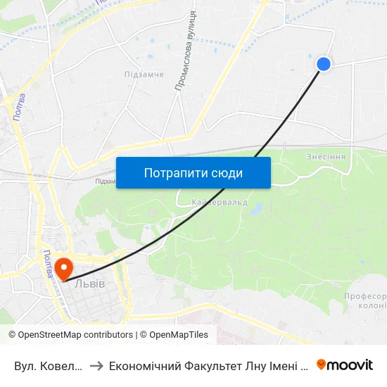 Вул. Ковельська to Економічний Факультет Лну Імені Івана Франка map