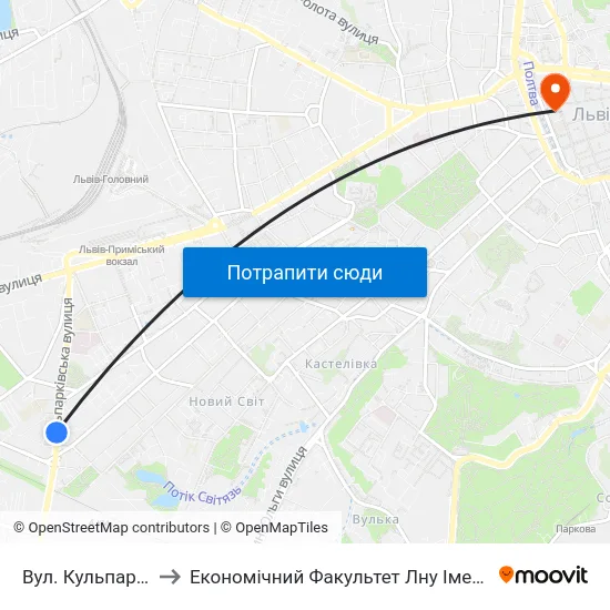 Вул. Кульпарківська to Економічний Факультет Лну Імені Івана Франка map