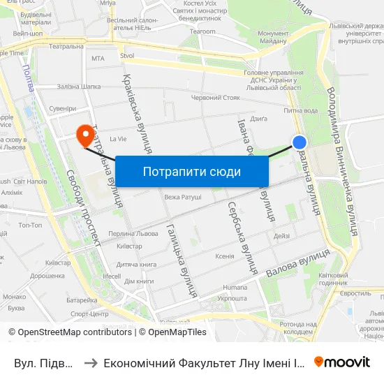 Вул. Підвальна to Економічний Факультет Лну Імені Івана Франка map