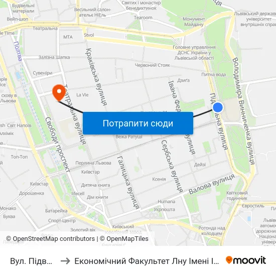 Вул. Підвальна to Економічний Факультет Лну Імені Івана Франка map