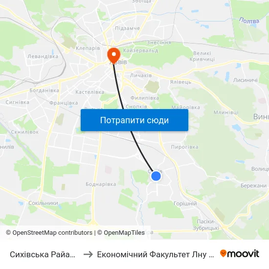 Сихівська Райадміністрація to Економічний Факультет Лну Імені Івана Франка map